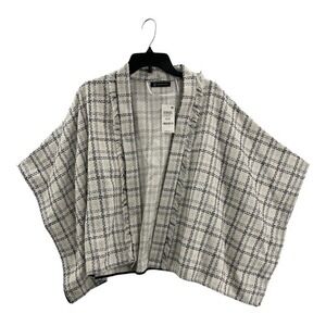 INC International Concepts Plaid Topper Open Front Shrug One Size